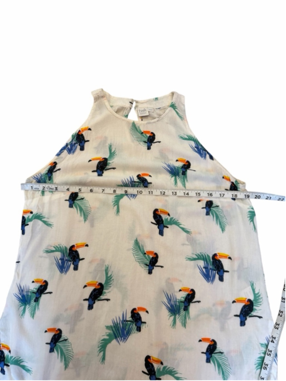 Twik Toucan Tropical Print Sleeveless Tank Top Medium Boho Beach Summer - Picture 9 of 11